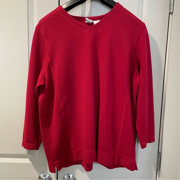 Just My Size Women’s Long Sleeve VNeck Sweater Red 22/24 Gently Worn - Picture 3 of 8